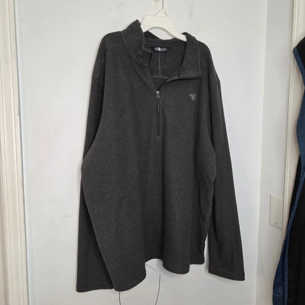 The North Face Mens XXL Charcoal Gray Textured Fleece Quarter Zip Pullover Jacke